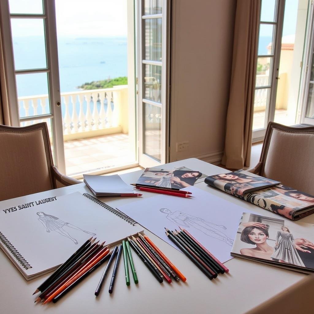 Fashion sketch workshop inspired by Yves Saint Laurent at his vacation house in Morocco