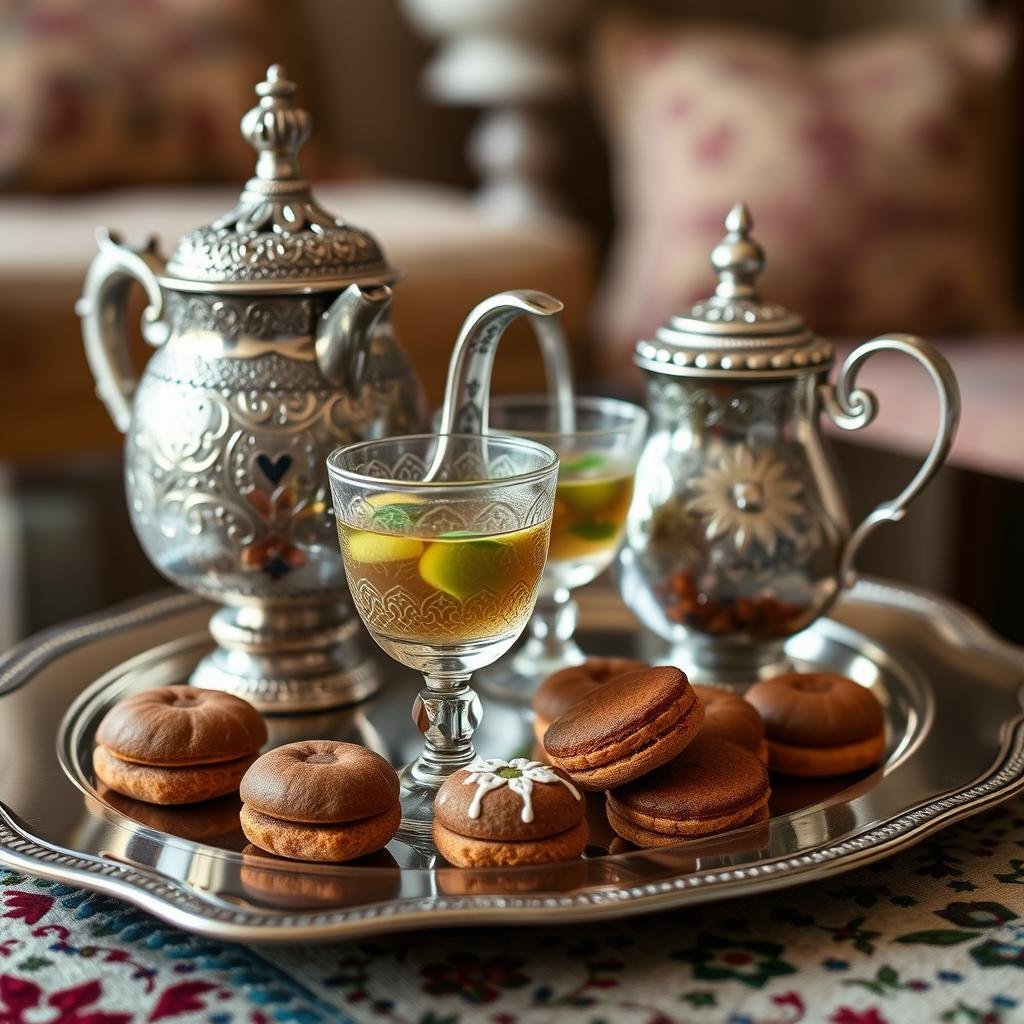 Traditional Moroccan tea service at Yves Saint Laurent vacation house Morocco